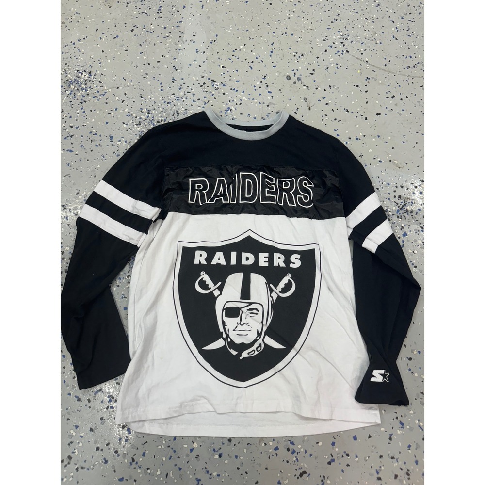 Starter Raiders Football Jersey Long Sleeve NFL Graphic Tee Shirt M